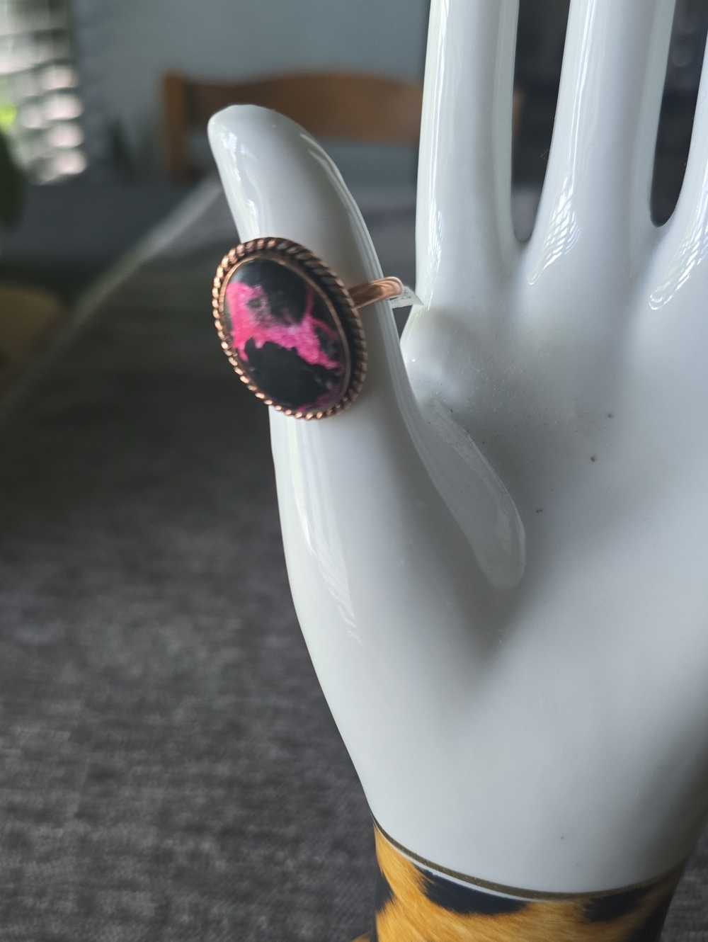 Copper~Pink Mohave TQ Stone Ring~Adjustable~NWT